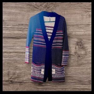 Hanna Andersson cardigan jacket XS women sweater Nordic toggle duster fair isle